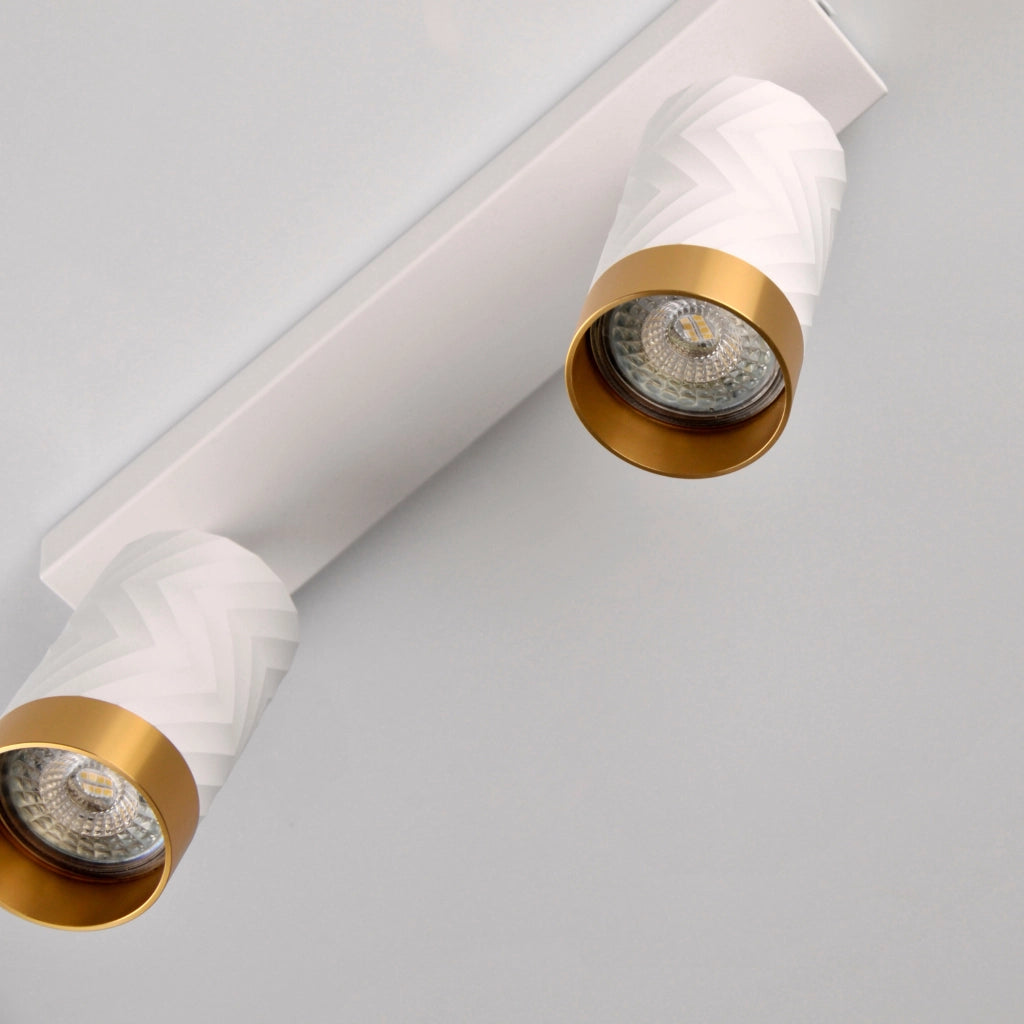 Lampada parete-soffitto 2 luci bianco/oro GU10 Arras Polux