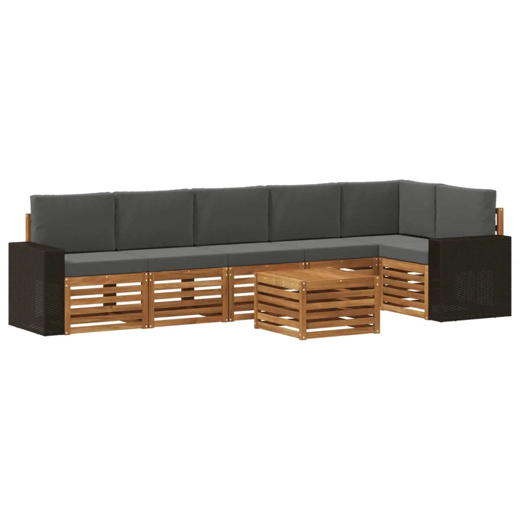 Set di divani da esterno 7 pz Naturale e Antracite Poliestere 3384453