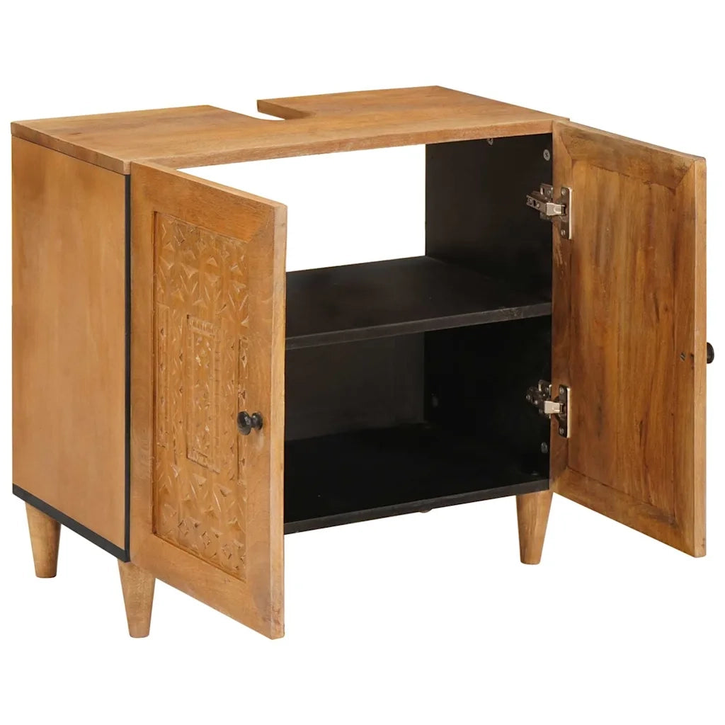 vidaXL Mobile da Bagno con porta Marrone chiaro 62 x 33 x 58 cm