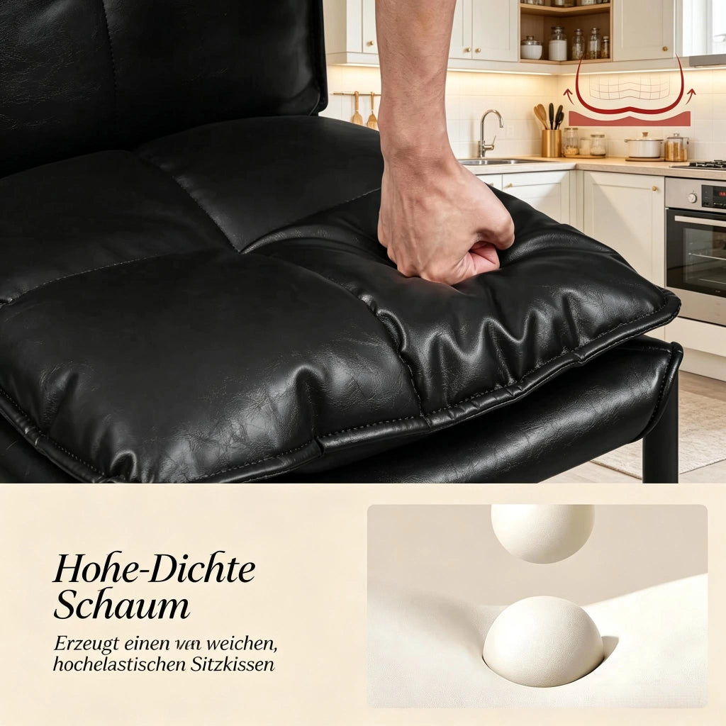SEDIA DA PRANZO Set 4 pezzi 48x55x87 cm Nero in ecopelle e metallo
