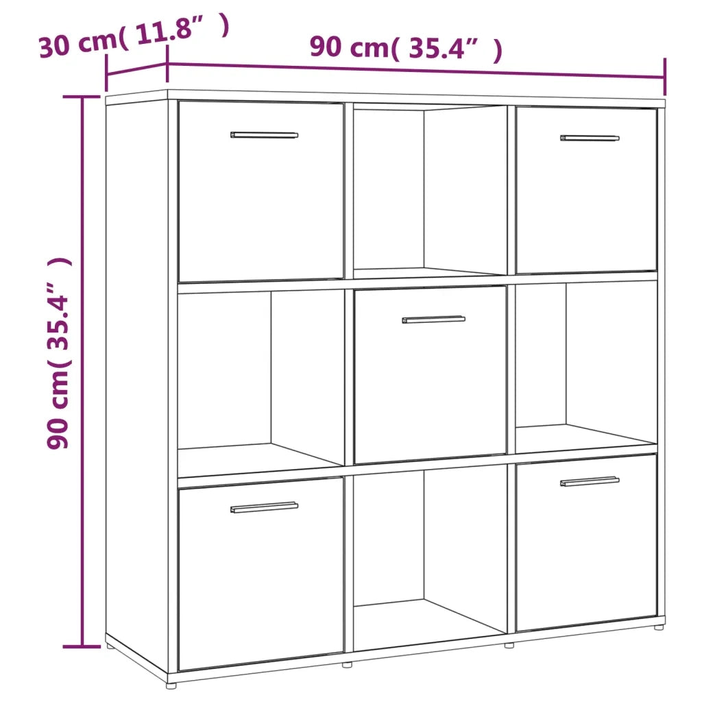 Libreria-Scaffale per Libri-Mobile di Stoccaggio Rovere Fumo 90x30x90 cm in Legno Multistrato