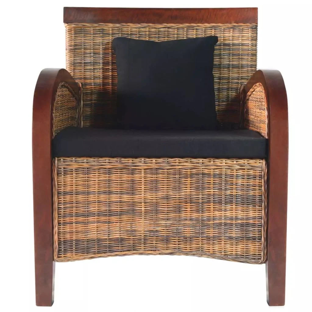 Poltrona sedia seduta lounge divano club di design soggiorno rattan intrecciato a mano marrone 1102077/3