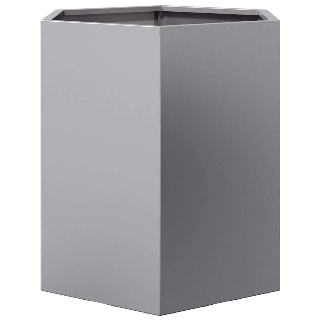 Fioriera da Giardino Esagono-Vaso da Esterno 46x40x45 cm in Acciaio Zincato