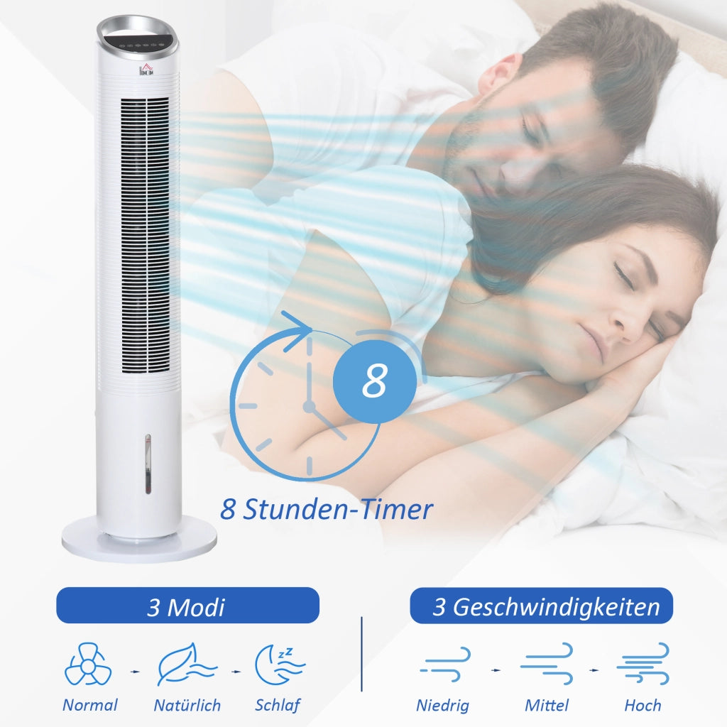 Ventilatore da Torre con Raffreddamento ad Acqua e Telecomando ¨C zephmum ¨C Bianco 30x30x100.8 cm