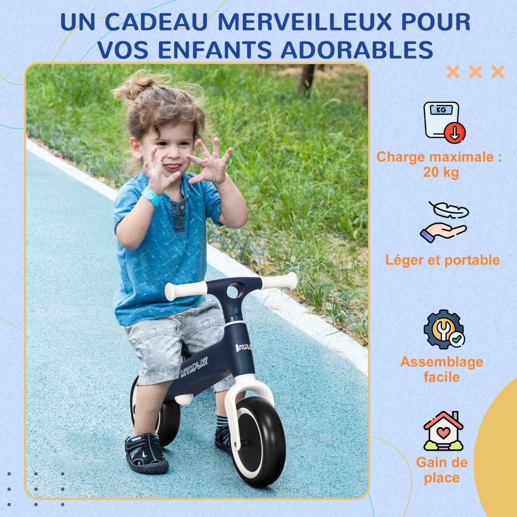 Bicicletta senza pedali per bambini ¨C zephmum ¨C blu regolabile 18-36 mesi