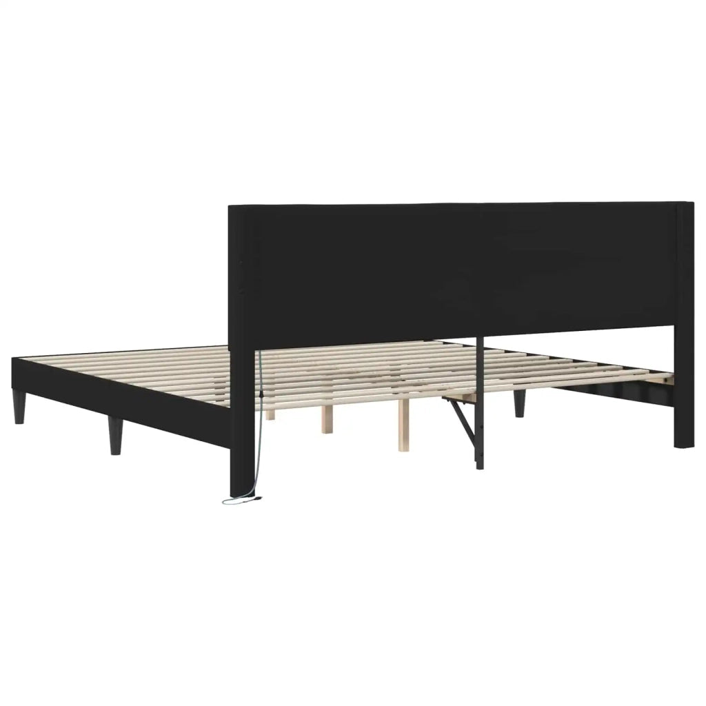 Struttura del letto con testiera Nero 200 x 200 cm Similpelle
