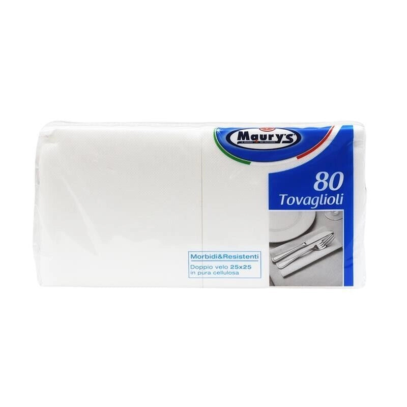 MAURY'S TOVAGLIOLI MORBIDI E RESISTENTI 80 PZ DOPPIO VELO 25 X 25 CM