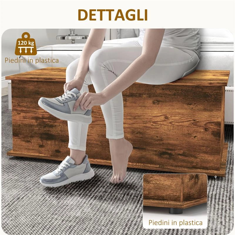 PANCA CONTENITORE CAPACITÀ 120 KG PER CAMERA DA LETTO E INGRESSO IN LEGNO 100X40X40 CM MARRONE
