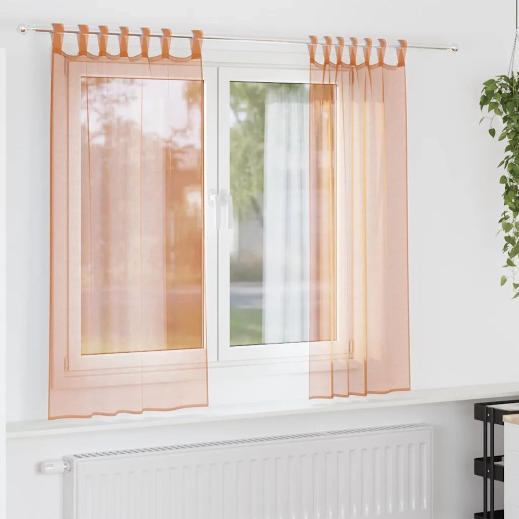 Tende in Voile con Passanti 2 pz Terracotta 140x175 cm