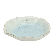 Trade Shop - Piattino Porta Sapone Saponetta Bagno Bianco Azzurro Effetto Pietra Arredo 79274 -