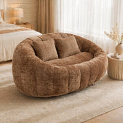 Poltrona pouf con braccioli, schienale alto e seduta ampia, in ciniglia, Caffe 150 × 95 × 63 cm