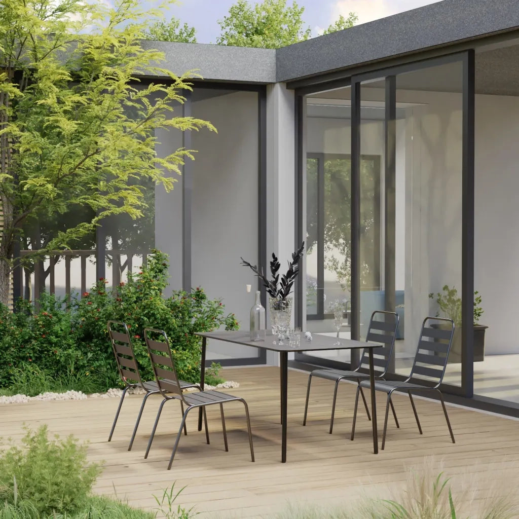 Set Mobili da Pranzo per Giardino 5 pz in Acciaio Grigio Scuro 3074475