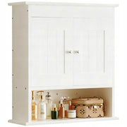 Mobile da bagno sospeso bianco a 2 ante, stile scandinavo, con ripiani, 55 cm