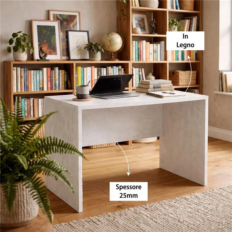 SCRIVANIA RETTANGOLARE MODERNA PER CAMERA DIMENSIONI 76X120X69 CM, COLORE OSSIDO BIANCO