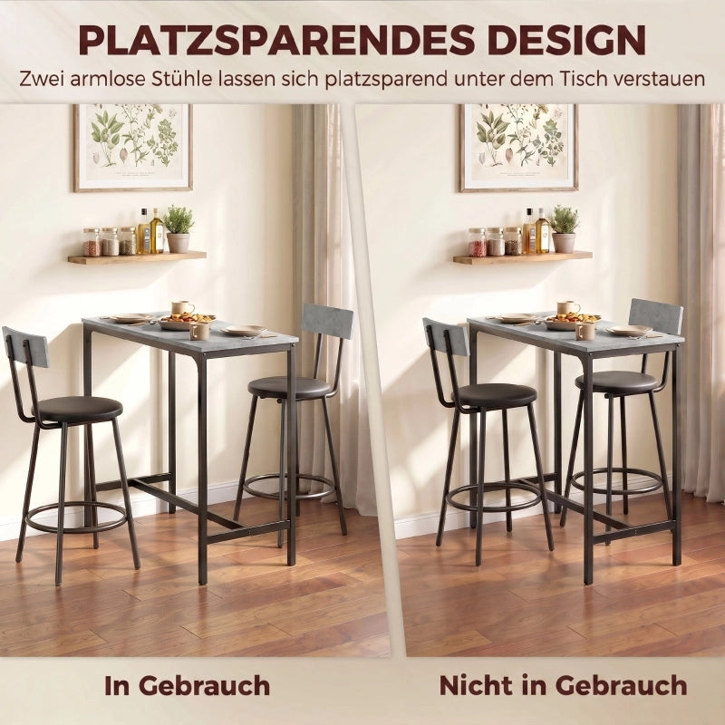 TAVOLO BAR Set da 3 pezzi 100x40x90,5 cm Grigio in legno ingegnerizzato
