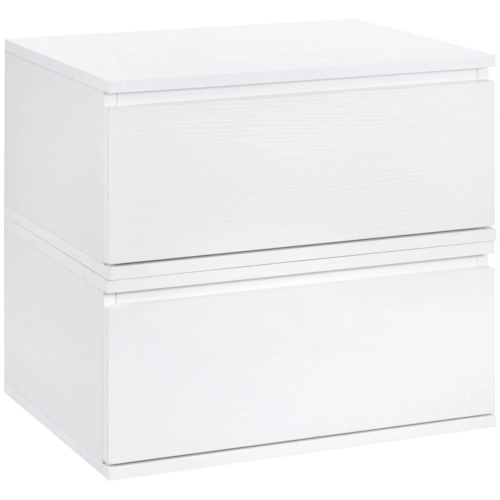 EasyComfort Set di 2 Comodini Sospesi con Cassetto in Truciolato e MDF, 49x38x23 cm, Bianco