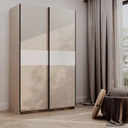 Armadio Camera da Letto Maba, Guardaroba 2 Ante 2 Ripiani, 120x204h cm Beige Cashmere