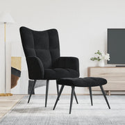 Poltrona Relax con Sgabello in Velluto Nero 328090