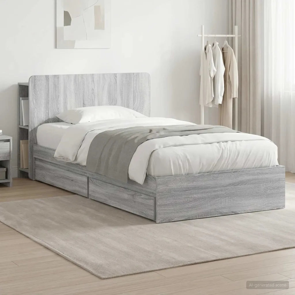 Telaio del letto con storage Sonoma grigio 75 x 190 cm