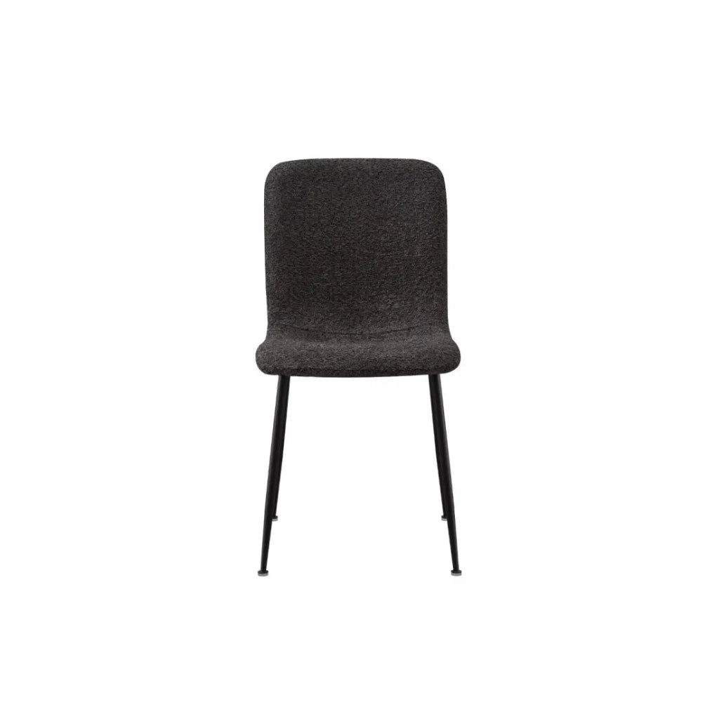 Sedia ALICE – Tessuto bouclé grigio e gambe in metallo nero – Eleganza e comfort moderno