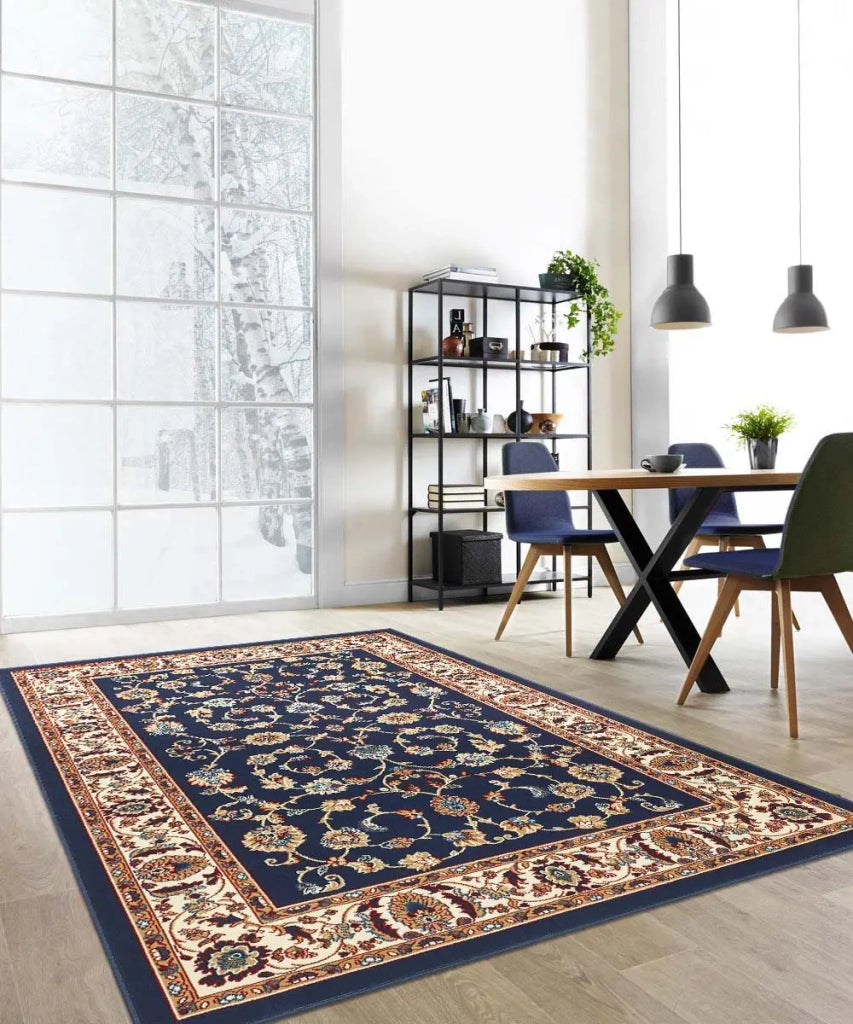 Tappeto P2079 blu cm.280x570 motivo classico orientale persiano, economico resistente facile da pulire