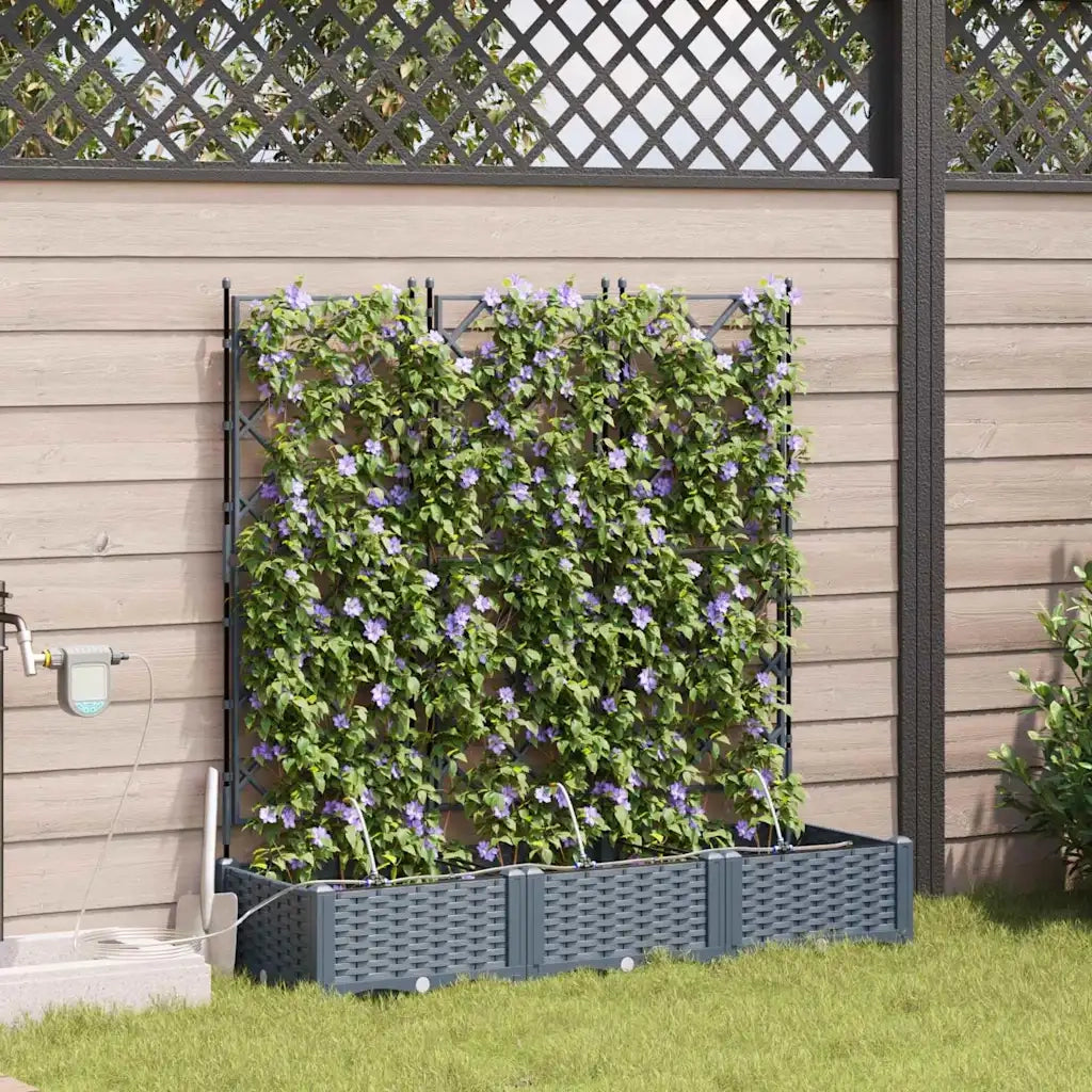 Fioriere | Cassetta per fiori | Vaso da giardino 3 pz Grigio Chiaro 120 x 40 x 126 cm Plastica