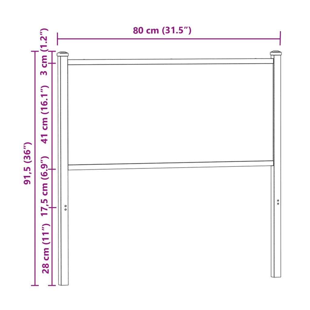 Testiera di Ricambio Rovere Fumo 75 cm in Legno Multistrato e Acciaio 4007693