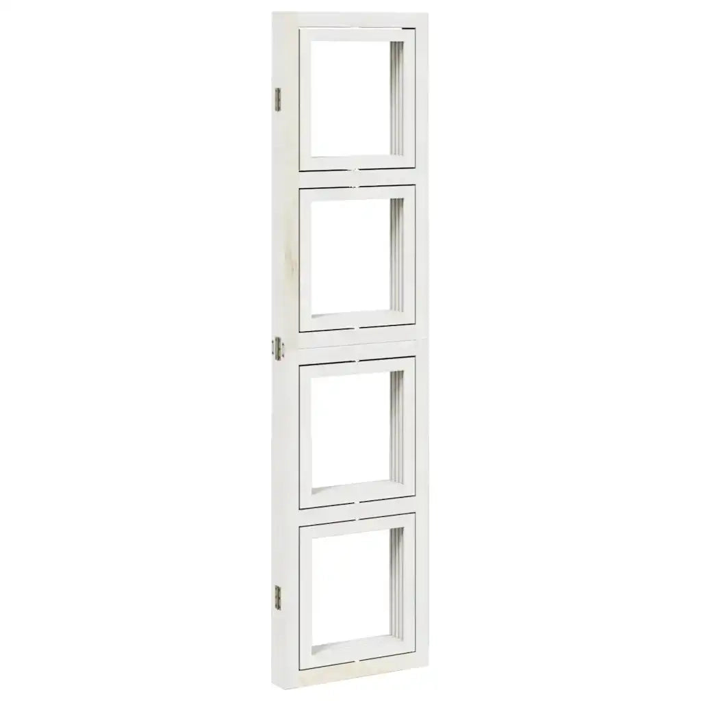 Divisorio Ambienti 4Pannelli Bianco Legno Massello di Paulownia 358689