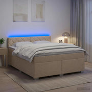Letto con Box Spring, Materasso e LED Crema 160 x 200 cm 3451992