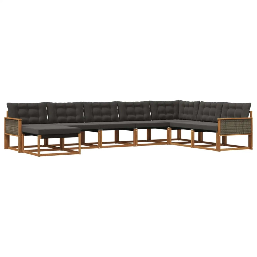 Set di divani da esterno 8 pz Naturale e Nero 3381612