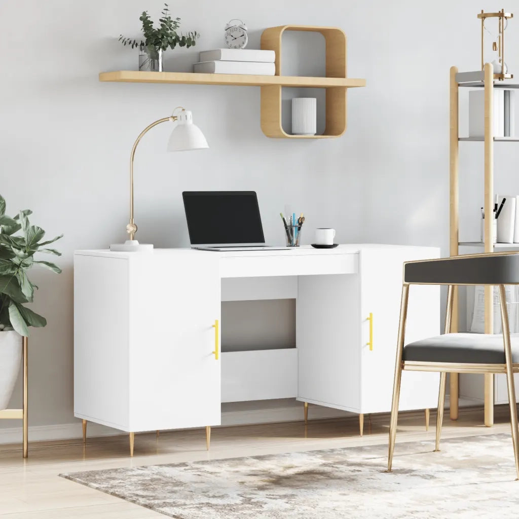 Scrivania | Tavolo da Ufficio Bianca 140x50x75 cm in Legno Multistrato