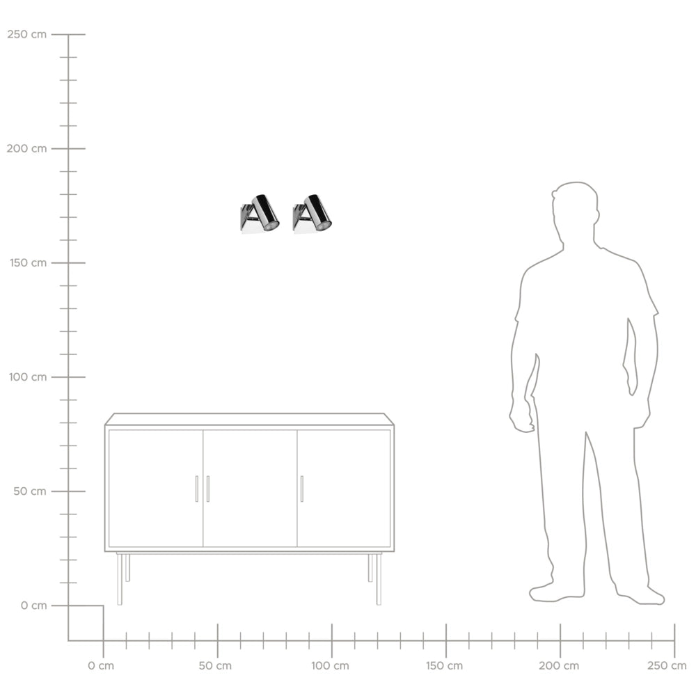 Lampade da Parete applique in Metallo Argento Orientabile Lucido Faretto Moderno