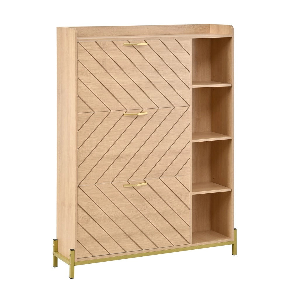 Scarpiera Nordica con Ante a Ribalta ¨C MINIMAL ¨C Rovere, 3 Ante, Slim, Ripiani Laterali