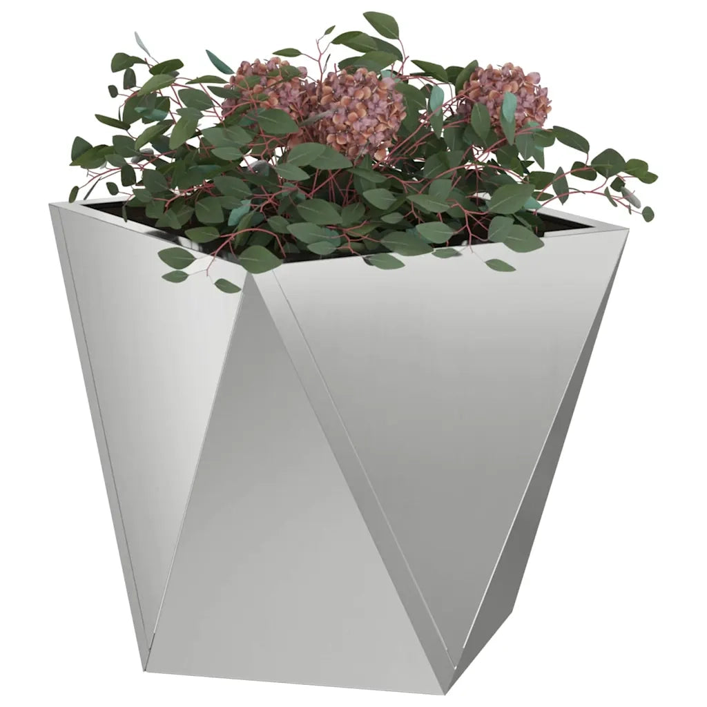 Fioriera 2 pz-Set di 2 Vaso-Contenitore per Piante Argento 30 x 30 x 30 cm Acciaio zincato
