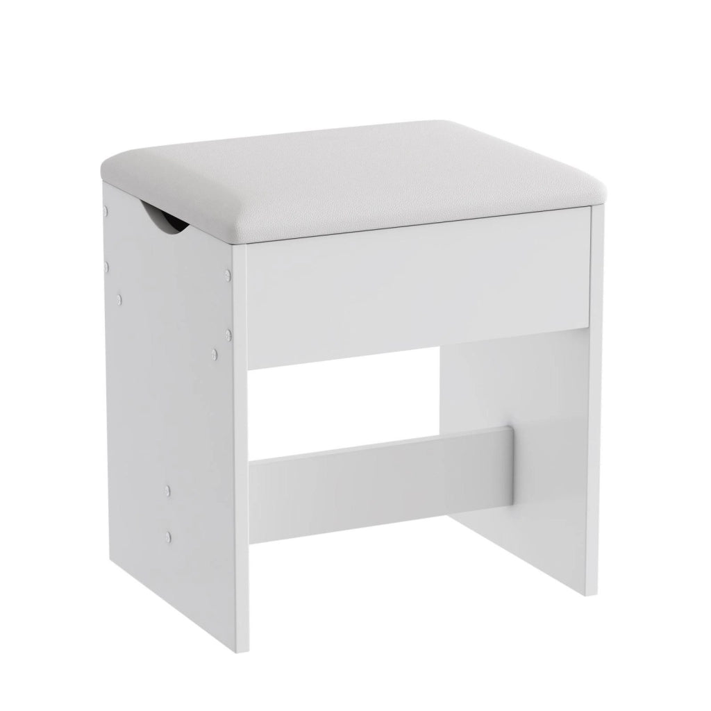 Toeletta, tavolino da trucco, specchio da trucco a LED, 110x40x140 cm, panca con vano portaoggetti