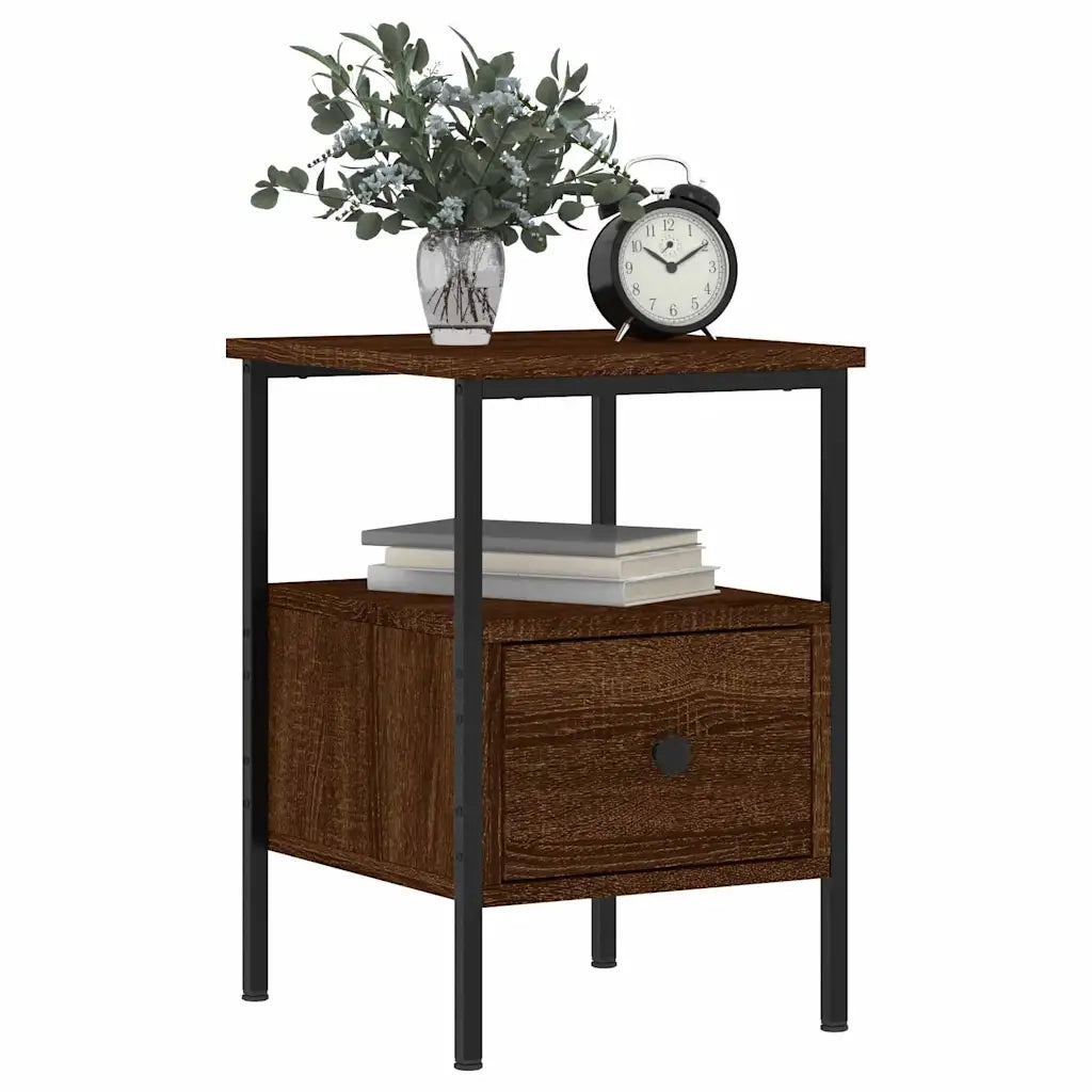 Set di 2 Comodini | Armadio da Notte | Mobiletto da notte Rovere Marrone 34x36x50 cm in Legno Multistrato