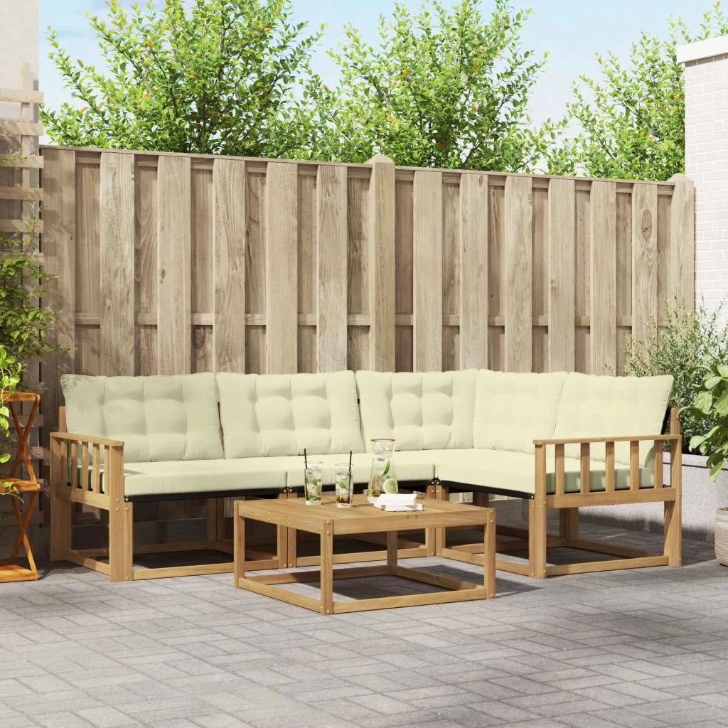 Set di divani da esterno 5 pcs Bianco e Crema 79 x 79 x 37 cm