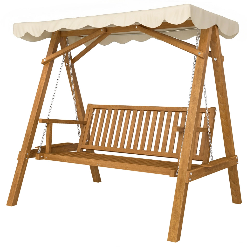 Dondolo da Giardino ¨C zephmum ¨C Legno Massello di Pino Grigio 162x130x185cm