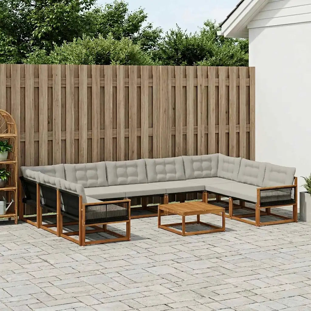 Set di divani da esterno 10 pcs Naturale e Grigio Chiaro 3381695