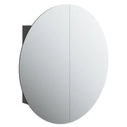 Armadio da Bagno | Mobile da Bagno con Specchio Rotondo e LED Nero 54x54x17,5 cm