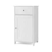 Mobiletto portaoggetti da bagno 43 x 34 x 77 cm con cassetto e ripiano regolabile design moderno in MDF bianco 20_0012758