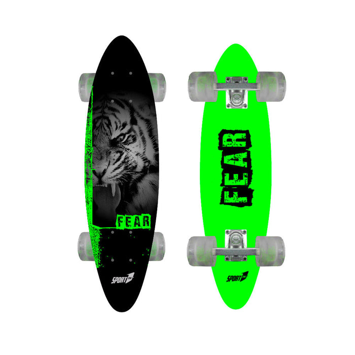 Skateboard con Tavola 61 cm in Legno Fear Rosso Verde
