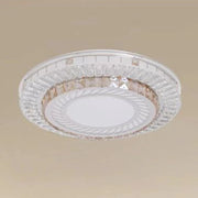 Trade Shop - Plafoniera Da Soffitto 65w ø50cm Led Design A Strati Con Cristalli Luce Fredda 71518 -