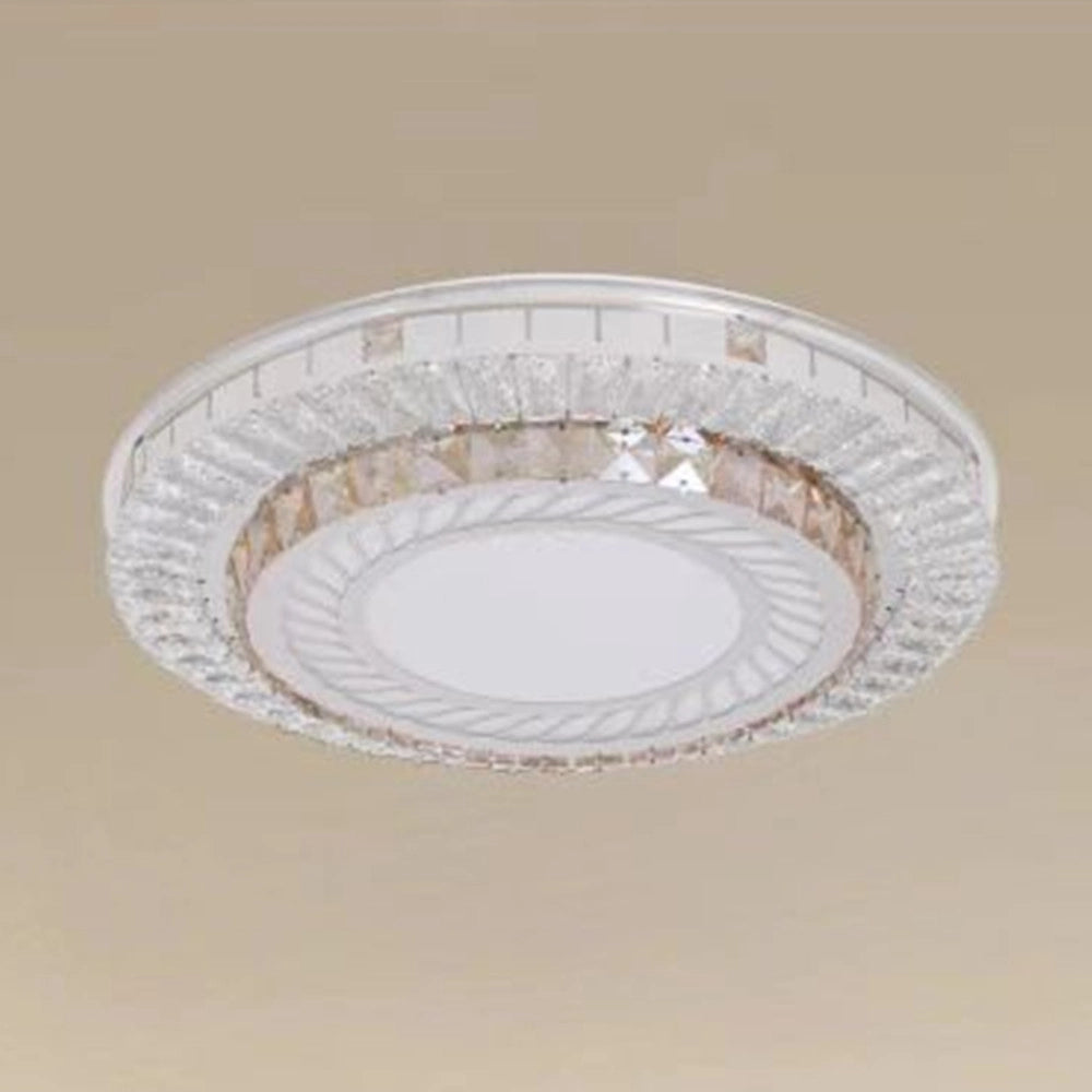 Trade Shop - Plafoniera Da Soffitto 65w ø50cm Led Design A Strati Con Cristalli Luce Fredda 71518 -