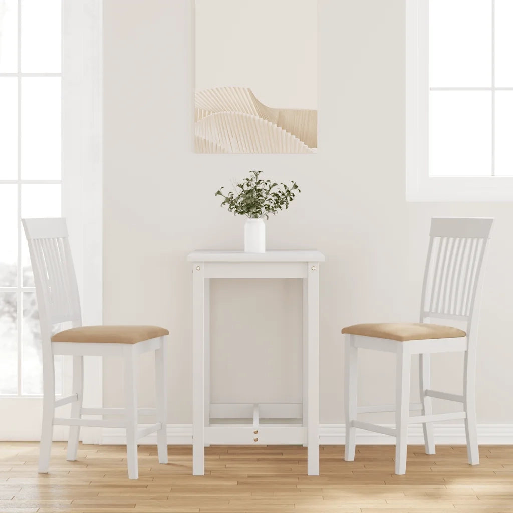 Sgabelli da Bar con Cuscini 2 pz Bianco Legno Massello di Hevea 4102575