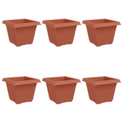 Fioriere | Cassetta per fiori | Vaso quadrato per fiori 6 pz Rosso Mattone 43 x 43 x 33,5 cm
