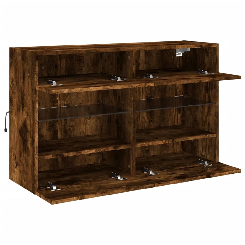 Mobile TV multimediale mensola TV credenza mobile TV sala da pranzo soggiorno parete attrezzata per camera da letto con luci LED rovere affumicato 98,5 x 30 x 60,5 cm marrone 02_0027998