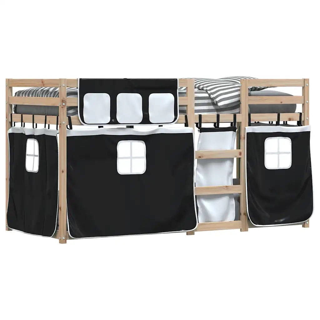Letto singolo | Letto per adulti | Letto a Castello senza Materasso Bianco e Nero 90x190cm in Pino