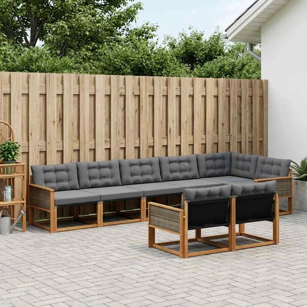 Set di divani da esterno 8 pz Naturale e Nero 3381500
