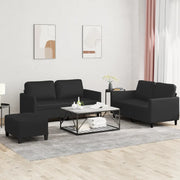 Set di Divani 3 pz con Cuscini Nero in Similpelle 3201755